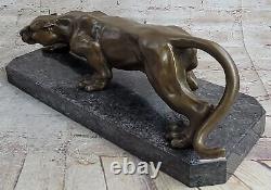 Unique Art Deco Panther Walking Bronze Sculpture Cubism Statue By Décor Nr