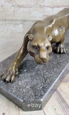 Unique Art Deco Panther Walking Bronze Sculpture Cubism Statue By Décor Nr