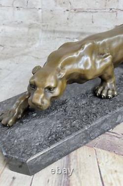 Unique Art Deco Panther Walking Bronze Sculpture Cubism Statue By Décor Nr