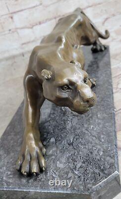 Unique Art Deco Panther Walking Bronze Sculpture Cubism Statue By Décor Nr