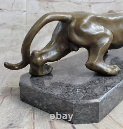 Unique Art Deco Panther Walking Bronze Sculpture Cubism Statue By Décor Nr