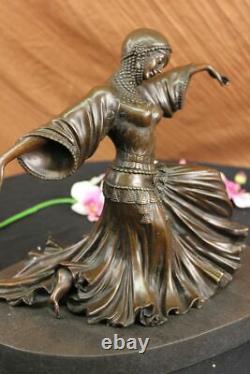 Vegas Dancer Show Girls Art Deco Bronze Sculpture Marble Figure Decor