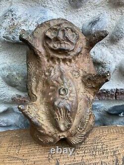 Very Beautiful Bronze Creature Art Brut Signed 1970 Sculpture Statue Curiosity Greek