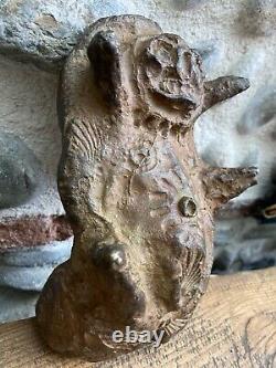 Very Beautiful Bronze Creature Art Brut Signed 1970 Sculpture Statue Curiosity Greek