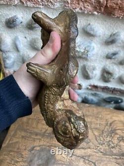 Very Beautiful Bronze Creature Art Brut Signed 1970 Sculpture Statue Curiosity Greek