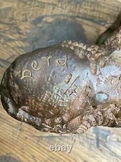 Very Beautiful Bronze Creature Art Brut Signed 1970 Sculpture Statue Curiosity Greek