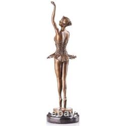 Vintage Bronze Art Deco Style Signed Ballerina Sculpture