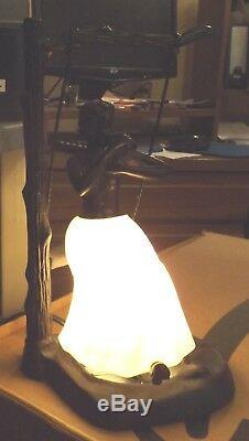 Vintage Bronze Art Deco Woman / By Swing Lamp Night Light Statue