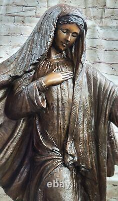 Vintage Bronze Art Nouveau Jesus Mary Catholic Icon Cast Sculpture Work