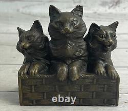 Vintage Bronze Marble Cat Sculpture Art Nr Animal Figurine Statue