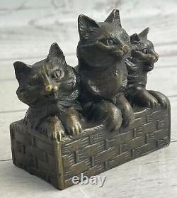 Vintage Bronze Marble Cat Sculpture Art Nr Animal Figurine Statue