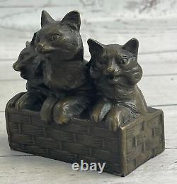 Vintage Bronze Marble Cat Sculpture Art Nr Animal Figurine Statue