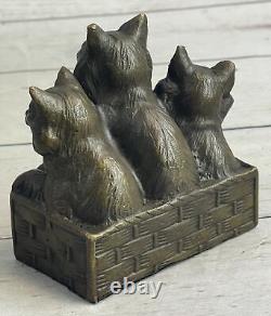 Vintage Bronze Marble Cat Sculpture Art Nr Animal Figurine Statue