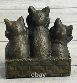 Vintage Bronze Marble Cat Sculpture Art Nr Animal Figurine Statue