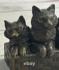 Vintage Bronze Marble Cat Sculpture Art Nr Animal Figurine Statue