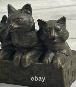 Vintage Bronze Marble Cat Sculpture Art Nr Animal Figurine Statue