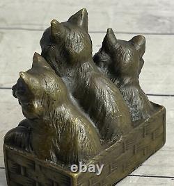 Vintage Bronze Marble Cat Sculpture Art Nr Animal Figurine Statue