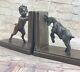 Vintage Bronze Pan Satyr Faun Playing With Goat Sculpture Bookend Art