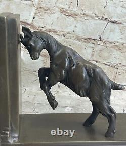 Vintage Bronze Pan Satyr Faun Playing with Goat Sculpture Bookend Art