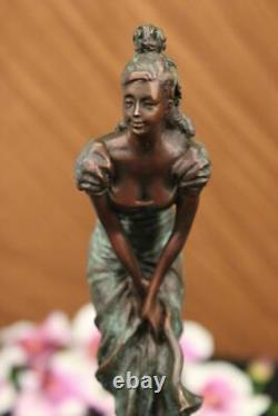 Vintage Bronze Sculpture Art Déco Figurine Signed Art Marble Milo