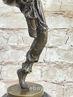 Vintage Grand Art Deco Dancer Bronze Sculpture Signed Figurine Cast Figurine