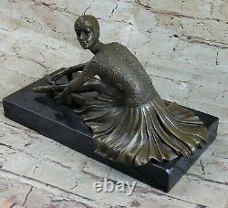 Vintage Grand Art Deco Dancer Dimitri Bronze Dancer Sculpture Signed Figure