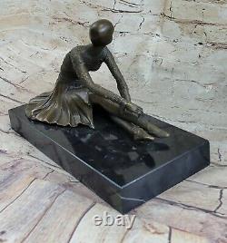 Vintage Grand Art Deco Dancer Dimitri Bronze Dancer Sculpture Signed Figure