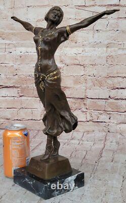 Vintage La Bronze Female Statue, Art Deco Cast Woman Sculpture, Desk D