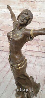 Vintage La Bronze Female Statue, Art Deco Cast Woman Sculpture, Desk D