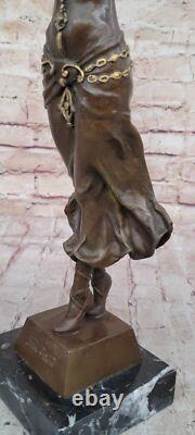 Vintage La Bronze Female Statue, Art Deco Cast Woman Sculpture, Desk D