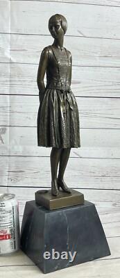 Vintage Original Bronze Style Art Nouveau Woman Old Victorian Statue