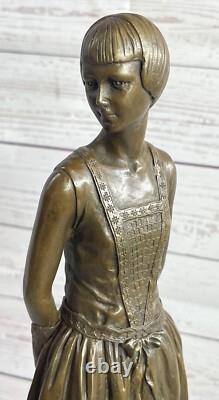 Vintage Original Bronze Style Art Nouveau Woman Old Victorian Statue