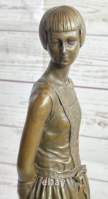 Vintage Original Bronze Style Art Nouveau Woman Old Victorian Statue