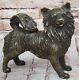 Vintage Russian Pomeranian Bronze Statue Art Deco Sculpture Cast Figurine