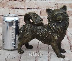 Vintage Russian Pomeranian Bronze Statue Art Deco Sculpture Cast Figurine