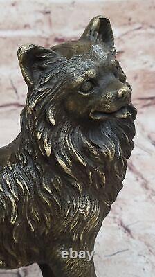 Vintage Russian Pomeranian Bronze Statue Art Deco Sculpture Cast Figurine