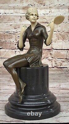 Vintage Sculpture Statue Female Model Art Deco Female Figurine Bronze Sale