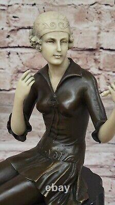 Vintage Sculpture Statue Female Model Art Deco Female Figurine Bronze Sale