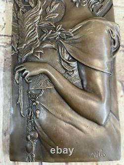 Vintage Signed Bronze Art Deco Relief Made In Spain Award Trophy Collector