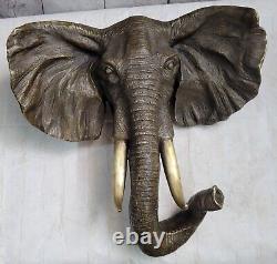 Wall Metal Art Sculpture / Multi-functional Bronze Elephant Casting Figurine