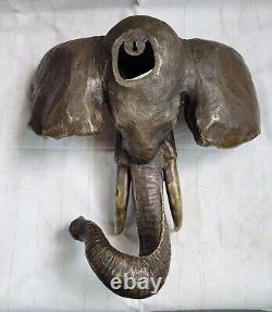 Wall Metal Art Sculpture / Multi-functional Bronze Elephant Casting Figurine