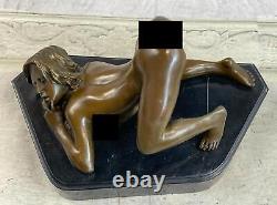 West Bronze Marble Art Decor Sculpture Statue Sexy Chair Woman Girl Erotic