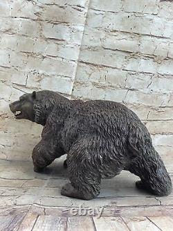 Western Art Black Bear Mother Grand Bronze Marble Statue Sculpture Figurine Deal