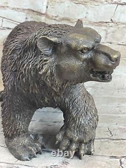 Western Art Black Bear Mother Grand Bronze Marble Statue Sculpture Figurine Deal