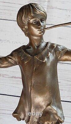 Western Art Decor Sculpture Male Boy To Play Bronze Flute Marble Statue