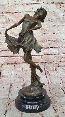 Western Bronze Marble Art Deco Sculpture Statue Sexy Chair Woman Girl Erotic