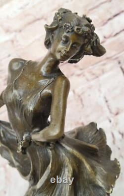 Western Bronze Marble Art Deco Sculpture Statue Sexy Chair Woman Girl Erotic