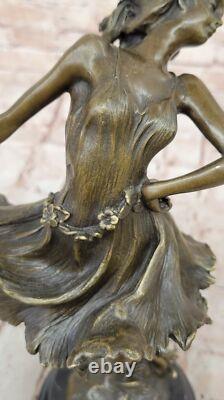 Western Bronze Marble Art Deco Sculpture Statue Sexy Chair Woman Girl Erotic