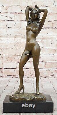 Western Classic Nude Girl Art Deco Sculpture Bronze Marble Flesh Woman Statue