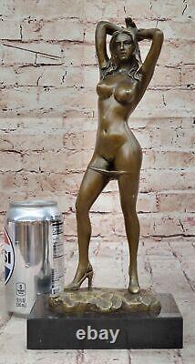 Western Classic Nude Girl Art Deco Sculpture Bronze Marble Flesh Woman Statue